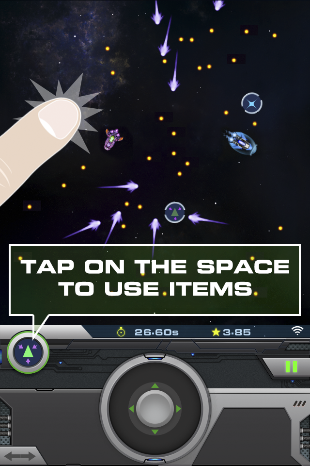 TAP ON THE SPACE TO USE POWERUPS